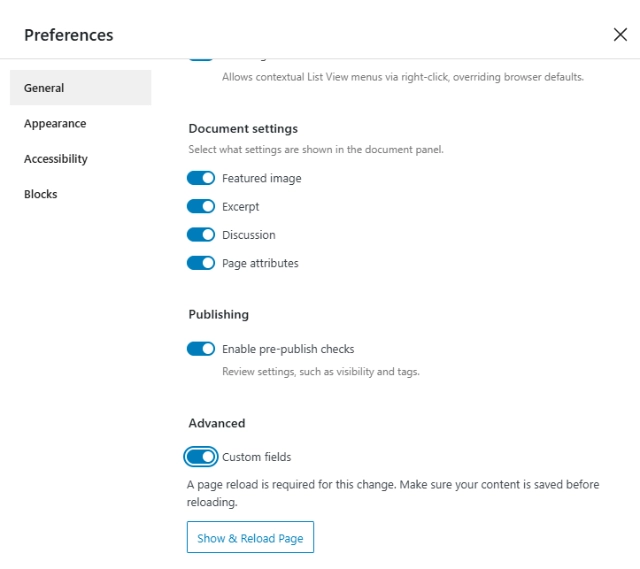 Mengaktifkan Custom Fields pada Menu Preferences