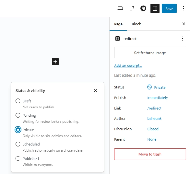 Cara Mengubah Status Halaman menjadi Private