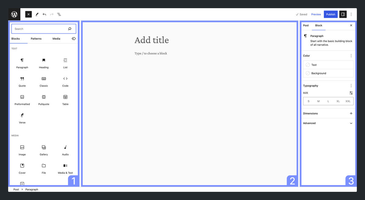 Garis Besar Pembagian WordPress Block Editor